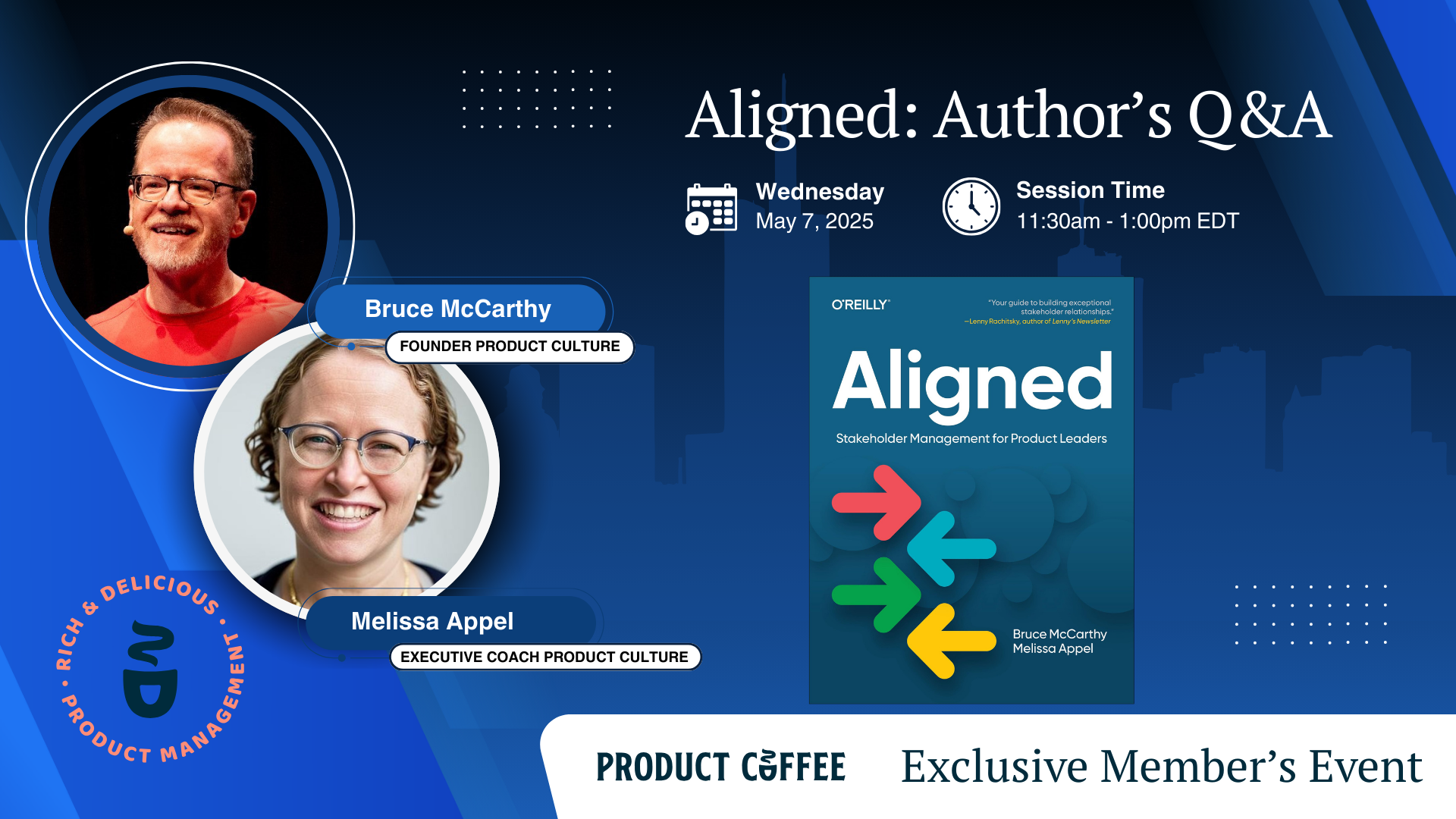 Product Management Event - Product Coffee Bookclub Author Chat: Aligned with Bruce McCarthy & Melissa Appel - Chat with the authors of Aligned on how to build stakeholder trust and join the session free with Product Coffee Premium!